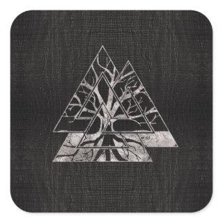 Valknut Symbol and Tree of life  -Yggdrasil Square Sticker