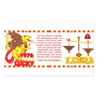 Valxart zodiac fire dragon Libra born 1976 2036 Rectangular Sticker