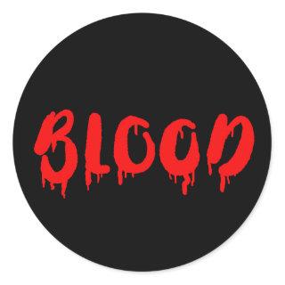 Vampire dripping blood Halloween label