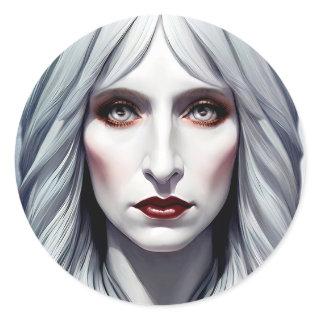 Vampire Witch Woman Fantasy Dark art   Classic Round Sticker