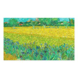 Van Gogh Field with Irises Near Arles Rectangular Sticker
