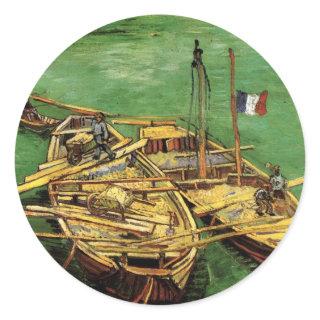 Van Gogh Quay with Men Unloading Sand Barges Classic Round Sticker
