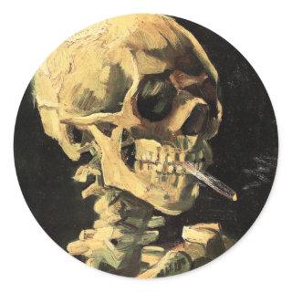 Van Gogh Skull with Burning Cigarette Magnet Classic Round Sticker