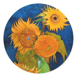 Van Gogh Sunflowers Classic Round Sticker