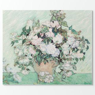 VAN GOGH VASE OF WHITE AND PINK ROSES DECOUPAGE