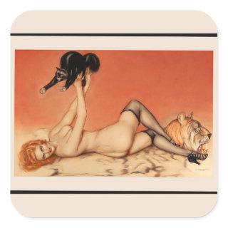 Vargas ! Vintage Pin up girl  Square Stickers