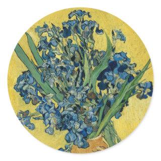 Vase with Irises by Van Gogh - Still Life Classic Round Sticker