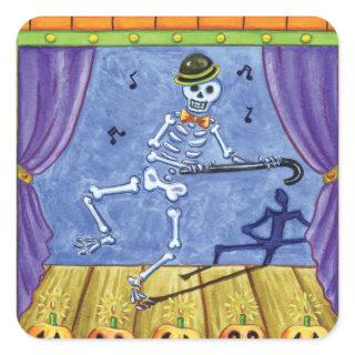 Vaudeville Skeleton Square Sticker