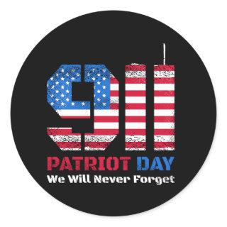Vector patriot day design with american flag and n classic round sticker