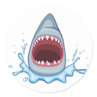 vectorstock_383155 Cartoon Shark Teeth hungry Classic Round Sticker
