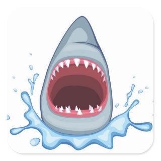 vectorstock_383155 Cartoon Shark Teeth hungry Square Sticker