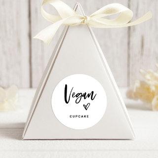 Vegan Item | Modern Casual Script and Heart Favor Classic Round Sticker