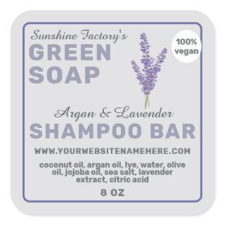 Vegan Soap Shampoo Bar Pastel Purple Square Sticker
