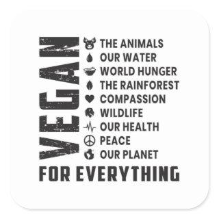 Vegan Vegetarian Vegetables Veganism Funny Gift Square Sticker