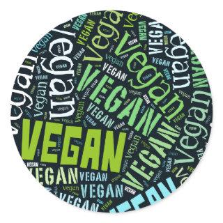 "Vegan" Word-Cloud Mosaic Classic Round Sticker