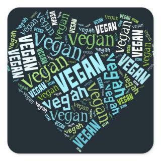 "Vegan" Word-Cloud Mosaic Square Sticker