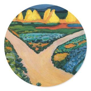 Vegetable Fields by August Macke, Vintage Fine Art Classic Round Sticker