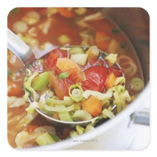 Vegetable soup in pan square sticker