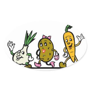 vegetables-cartoon-root-vegetables oval sticker