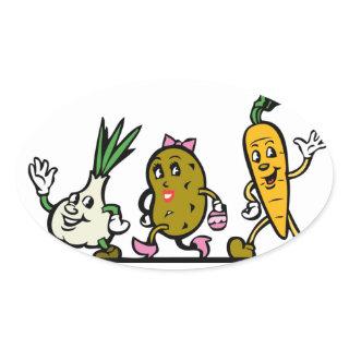 vegetables-cartoon-root-vegetables oval sticker