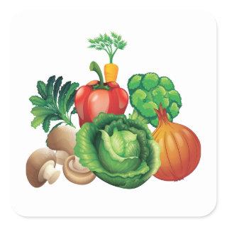 vegetables healthy food design square sticker