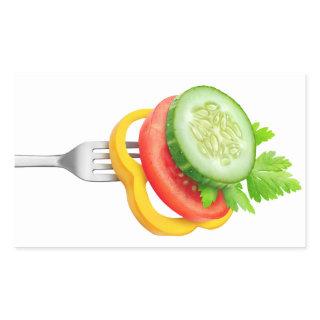 Veggies on a fork rectangular sticker