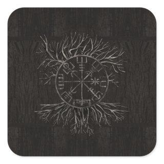 Vegvisir and Tree of life Yggdrasil Square Sticker
