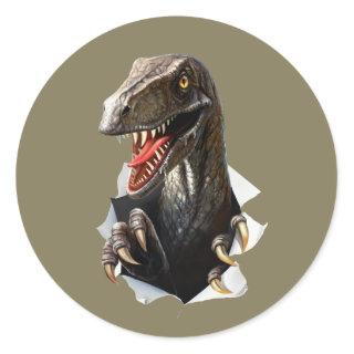 Velociraptor Dinosaur Round Stickers