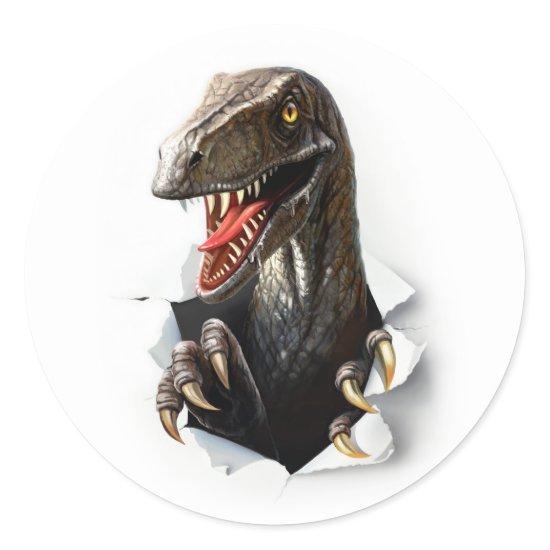 Velociraptor Dinosaur Round Stickers
