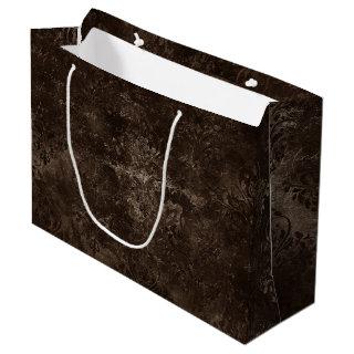 Velvety Bronze Damask | Brown Baroque Grunge Large Gift Bag