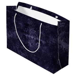 Velvety Midnight Damask | Indigo Purple Grunge Large Gift Bag