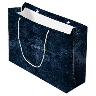 Velvety Navy Damask | Dark Blue Grunge Baroque Large Gift Bag