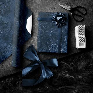 Velvety Navy Damask | Dark Blue Grunge Baroque