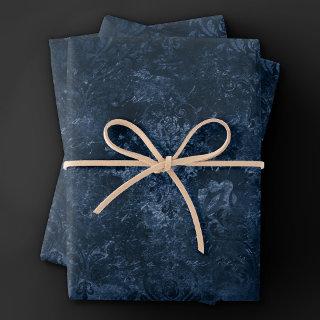 Velvety Navy Damask | Dark Blue Grunge Baroque  Sheets
