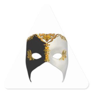 Venetian Masque: Black, White and Gold Triangle Sticker