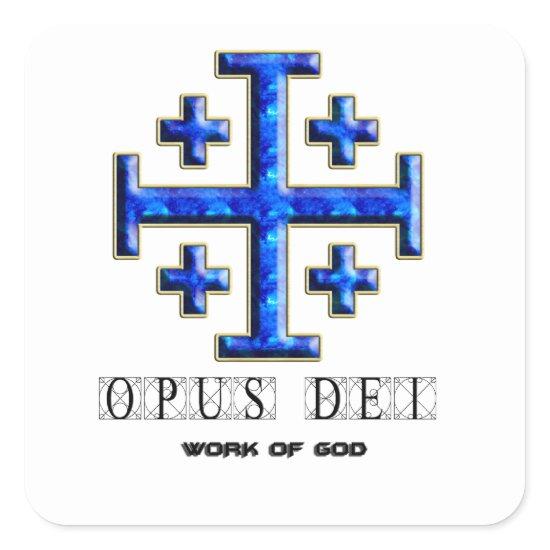 Ver 4 – Jerusalem Cross – Opus Dei - Clear Back Square Sticker