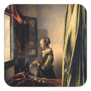 Vermeer - Girl Reading a Letter at an Open Window Square Sticker