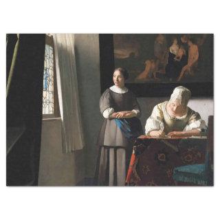Vermeer - Lady Writing a Letter with her Maid Tissue Paper