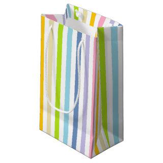 Vertical Pastel Rainbow and White Stripes Small Gift Bag