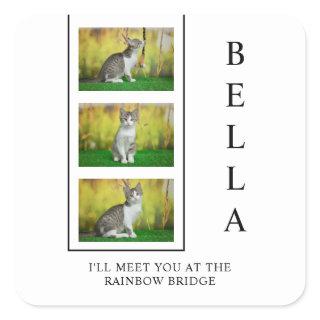 Vertical Pet Memorial Layout with Photo Trio Square Sticker