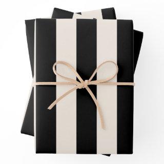 Vertical Stripes Black And Cream White Striped  Sheets