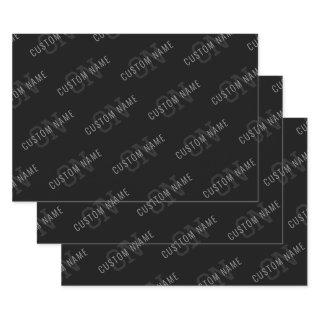 Very Dark Gray & Black Monogram Name Pattern  Sheets