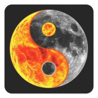 Very Fun Yin and Yang Sun and Moon Square Sticker