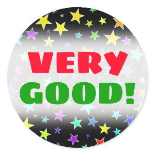 "VERY GOOD!" + Fun, Colorful Stars Pattern Sticker
