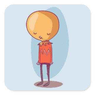 very sad boy emotional cartoon character square sticker
