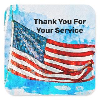 Veteran Day Thank You For Your Service Square Sticker