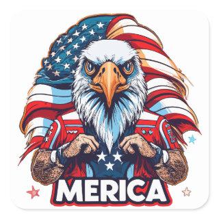Veterans Day American Flag Merica Patriotic Eagle Square Sticker