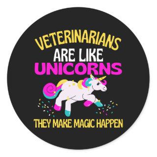 Veterinarians Unicorn , Magical Unicorn Vet Animal Classic Round Sticker