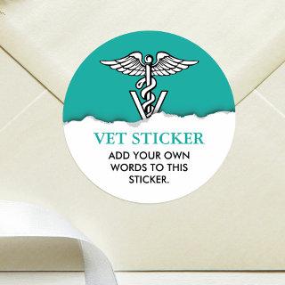 Veterinary Medicine Caduceus Symbol Custom Text Classic Round Sticker