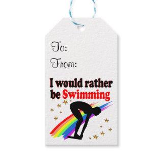 VIBRANT AND COLOR I WOULD RATHER BE SWIMMING GIFT TAGS